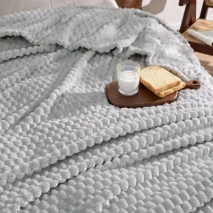 David's Home Ultra Soft Fleece Blanket Twin Size, Warm Lightweight 3D Jacquard Flannel Blanket for Fall Winter, Fluffy Cozy Luxury Plush Suitable for Bed Room Decor,66"x90", Light Grey