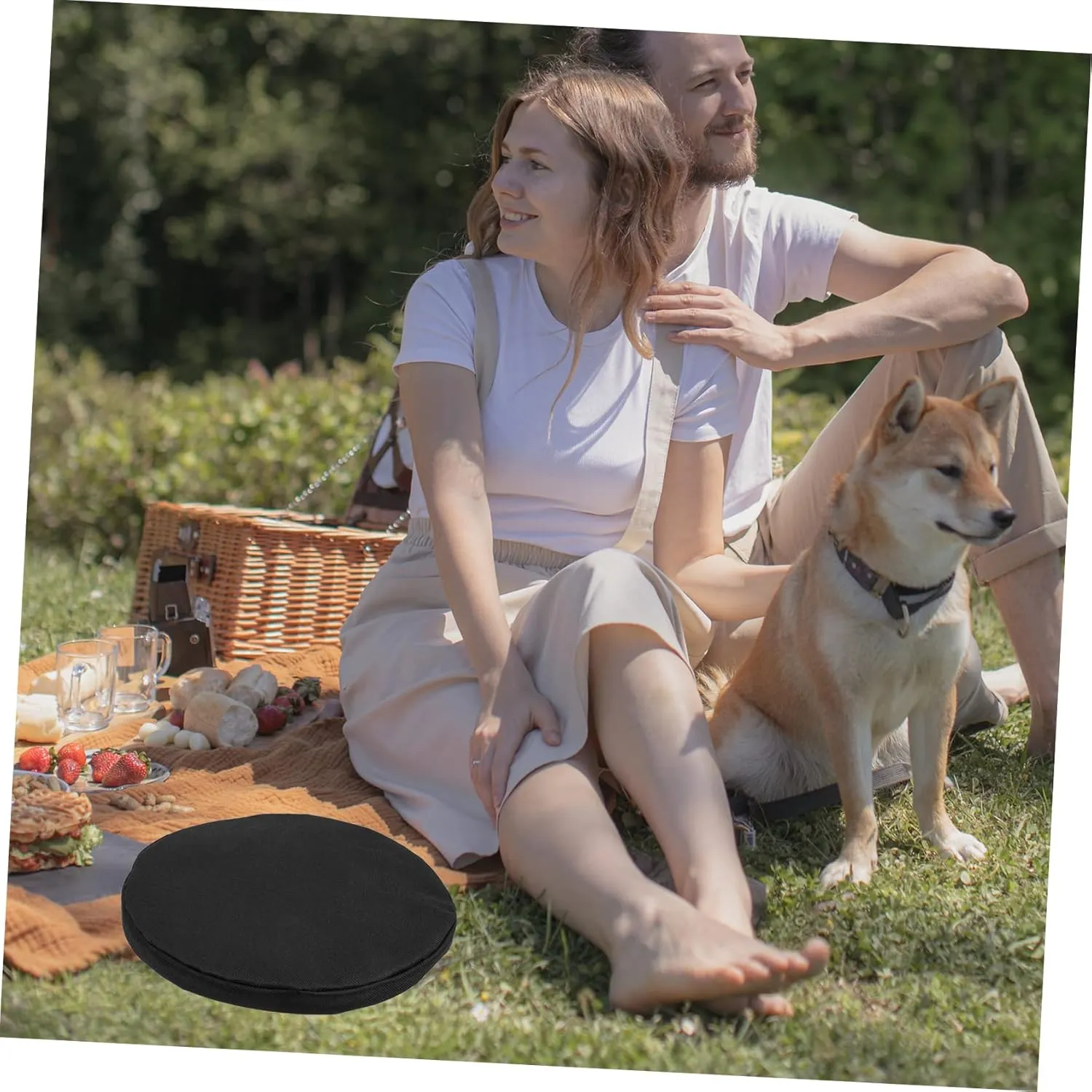 DECHOUS 2pcs Seat Cushion Outdoor Chair Cushions Round Chair Cushions Portable Folding Chair Portable Camping Stool Cushion Comfortable Camping Stool Camping Portable Chair Black Thicken
