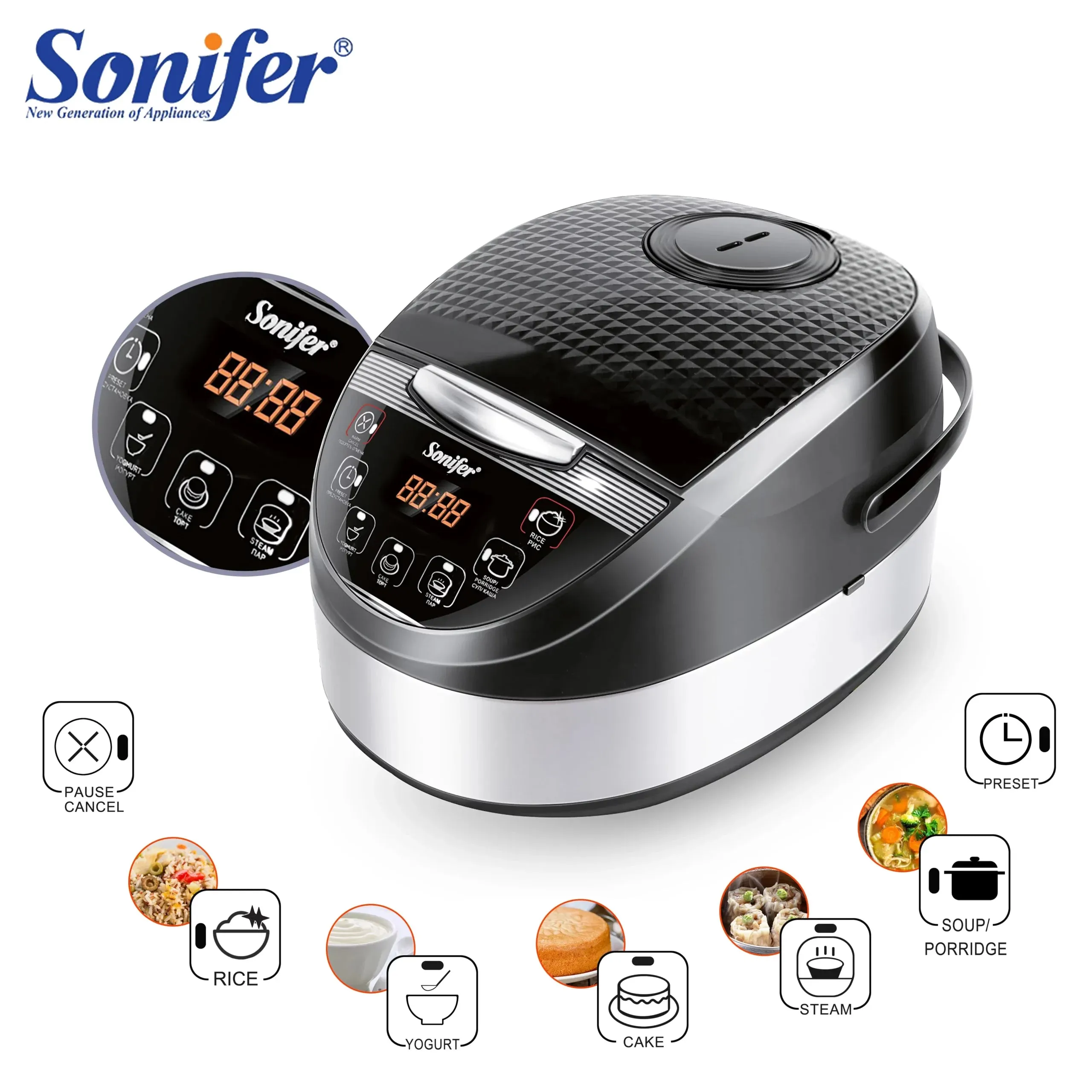 Dependable LED Pot, 20 900W Sonifer Cooker Cup with Multicooker 6 - Display Digital Capacity Rice Programs, 5L Nonstick & Protected & Coated