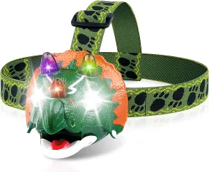 Dino-Mite Glow-Up: Triceratops Headlamp - Camp Like a Prehistoric Pro and Shine Like a Jurassic Star! Perfect for Kids, Grown-up Kids, and Anyone Who Loves Roar-some Gifts!