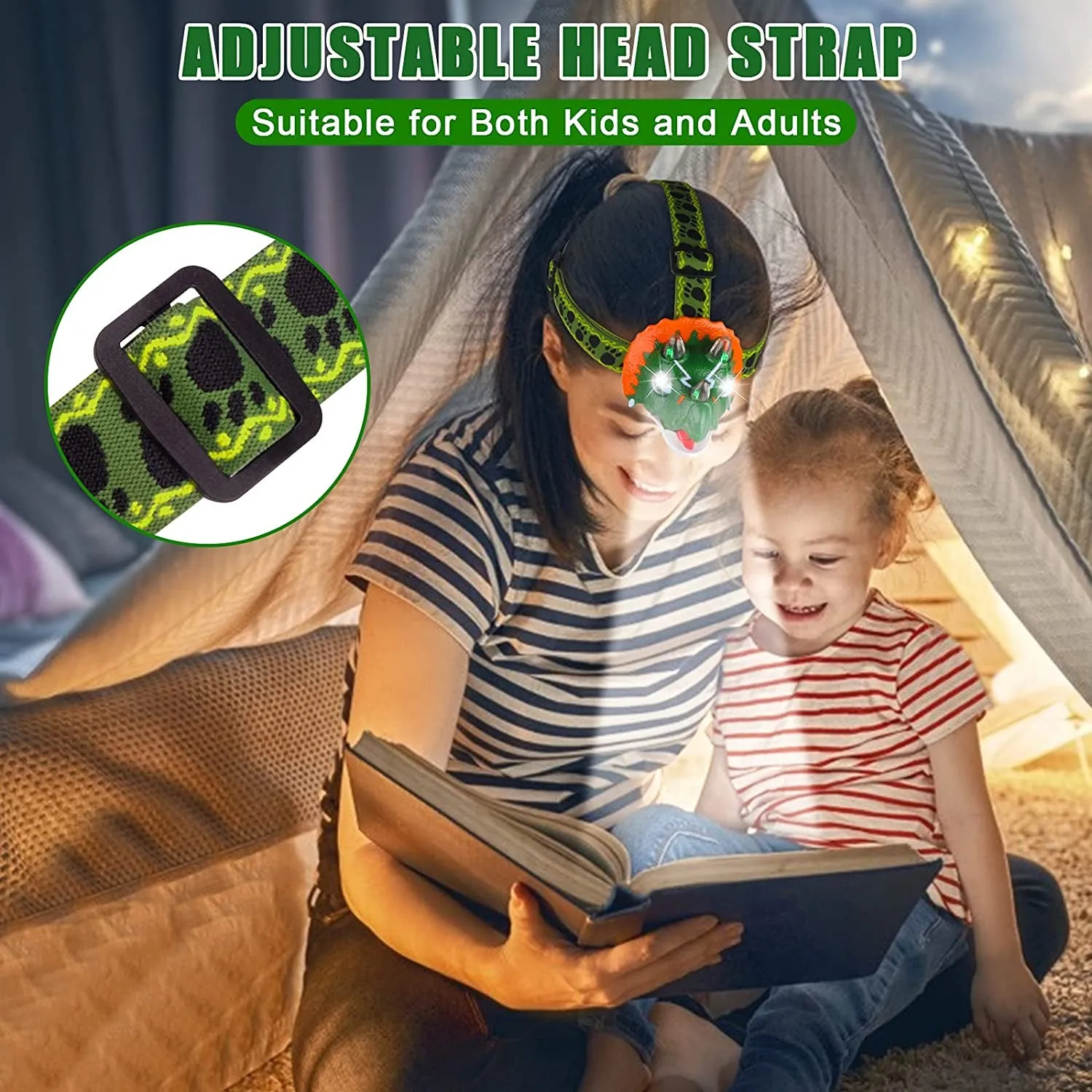 Dino-Mite Glow-Up: Triceratops Headlamp - Camp Like a Prehistoric Pro and Shine Like a Jurassic Star! Perfect for Kids, Grown-up Kids, and Anyone Who Loves Roar-some Gifts!