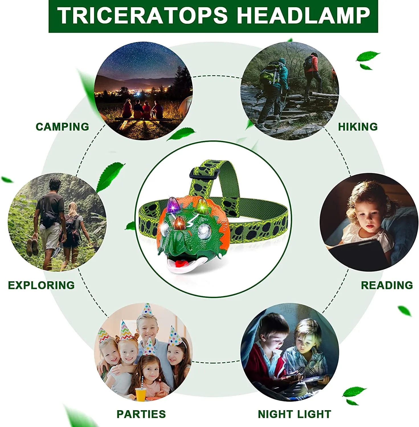 Dino-Mite Glow-Up: Triceratops Headlamp - Camp Like a Prehistoric Pro and Shine Like a Jurassic Star! Perfect for Kids, Grown-up Kids, and Anyone Who Loves Roar-some Gifts!