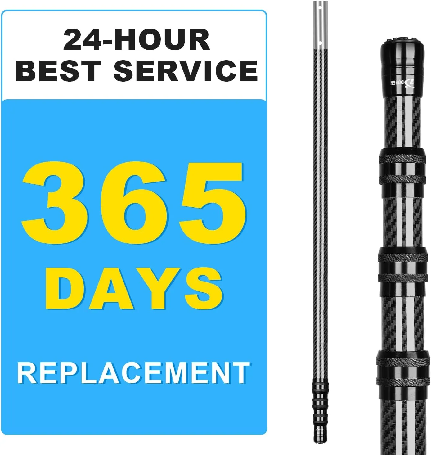 DOBEN 3K Carbon Fiber Pool Pole, Upgraded Telescopic Pool Pole 4.6 to 15 Feet, Professional Telescoping Swimming Pool Pole for Skimmer Net, Brush, Vacuum Head 15FT