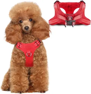 Dog Harness Step in Dog Vest Harness, Reflective Adjustable Puppy No Pull Harness Breathable Soft for Small and Medium Dogs Cats, Red, XS