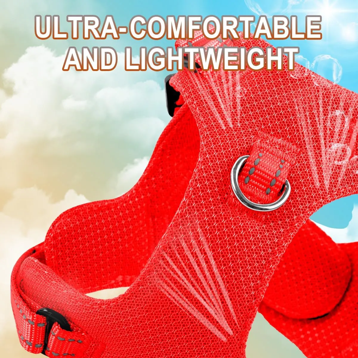 Dog Harness Step in Dog Vest Harness, Reflective Adjustable Puppy No Pull Harness Breathable Soft for Small and Medium Dogs Cats, Red, XS