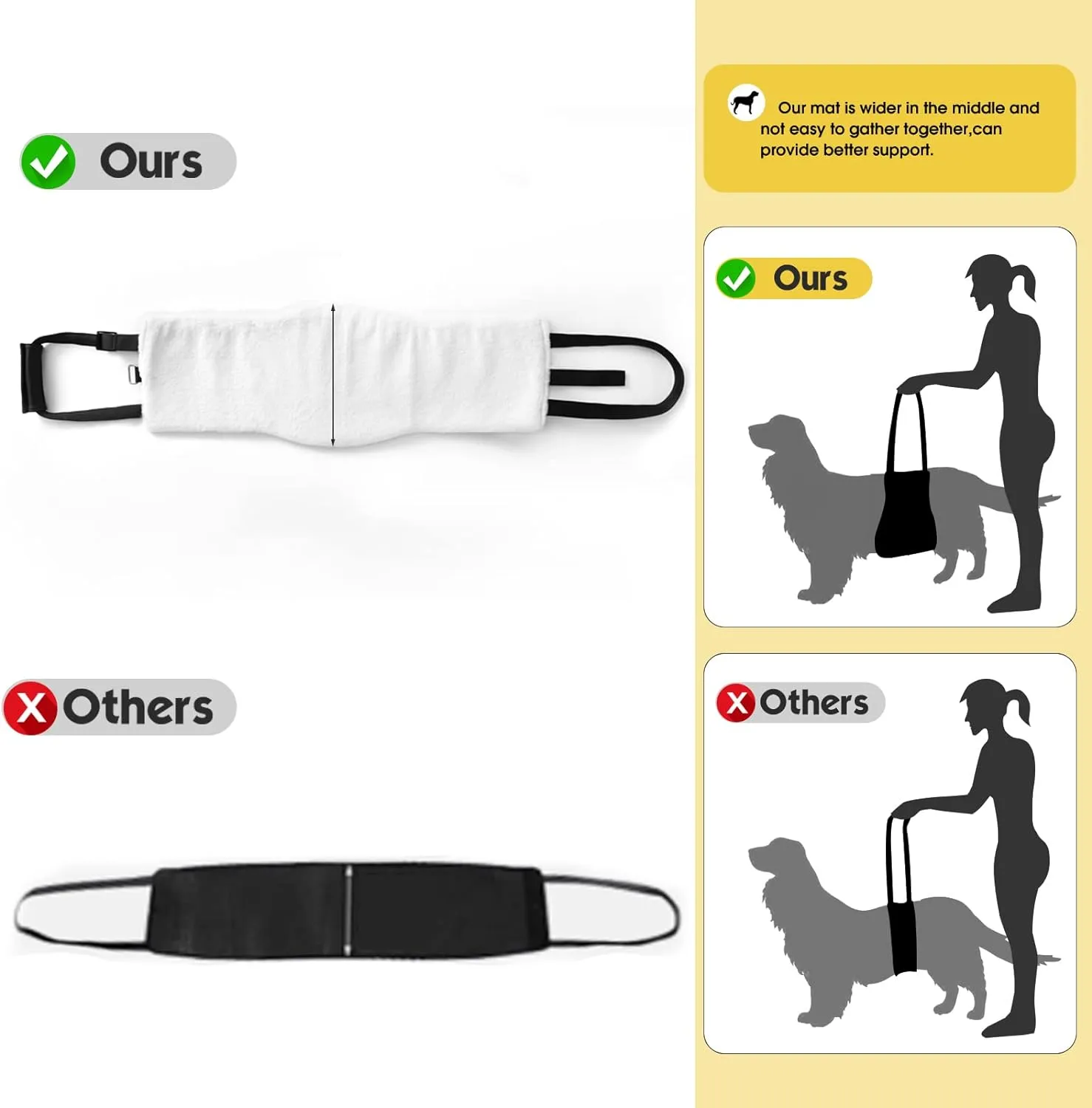 Dog Sling for Back Legs, Dog Lift Harness, Magic Tape Dog Sling for Large Dogs Hind Leg Support, Elderly Dog Lifter, Help Canie Hip Arthritis K9 Cruciate Ligament Rehabilitation (Large)