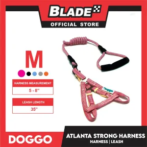 Doggo Atlanta Strong Harness and Leash Set Medium Size (Pink)
