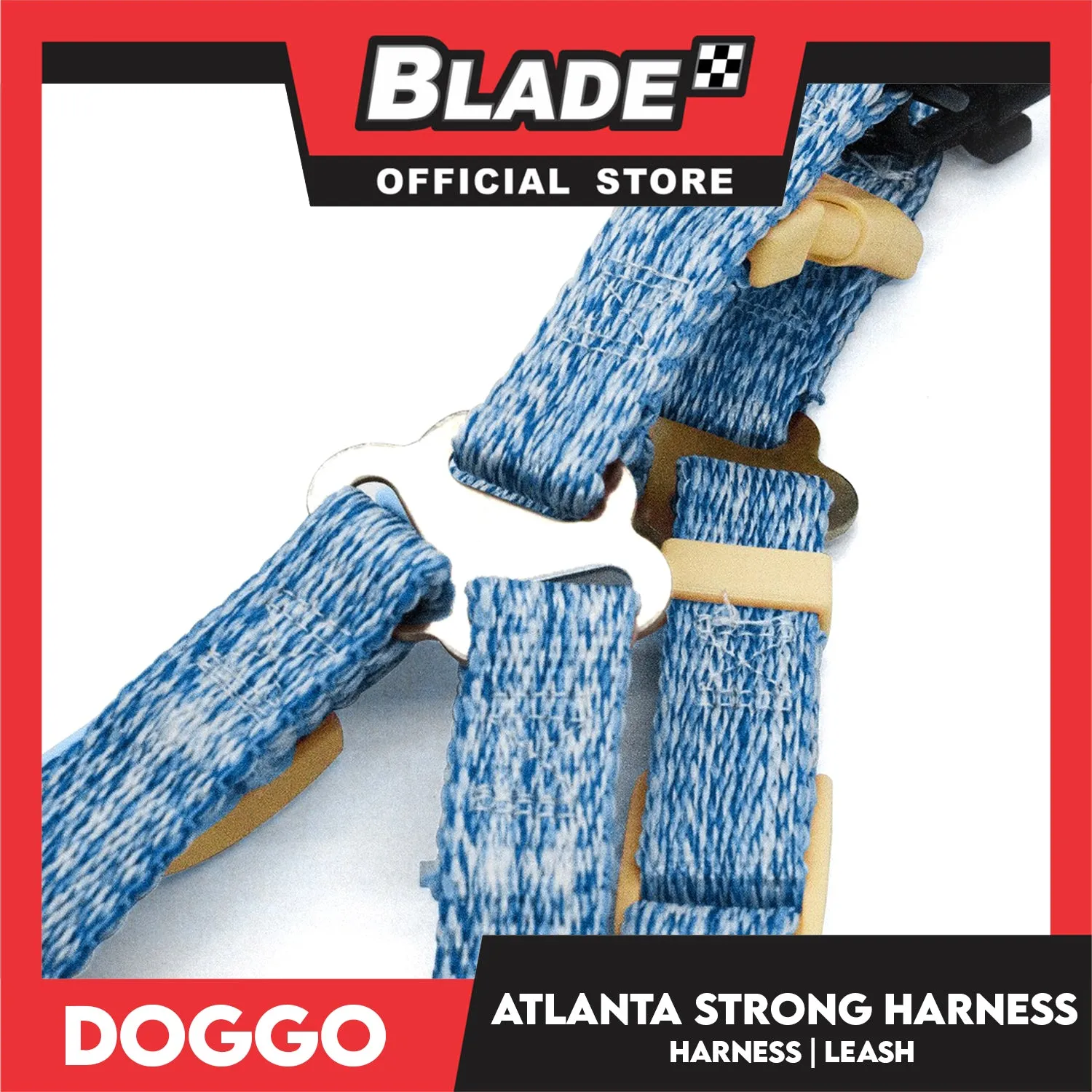 Doggo Atlanta Strong Harness and Leash Set Medium Size (Pink)