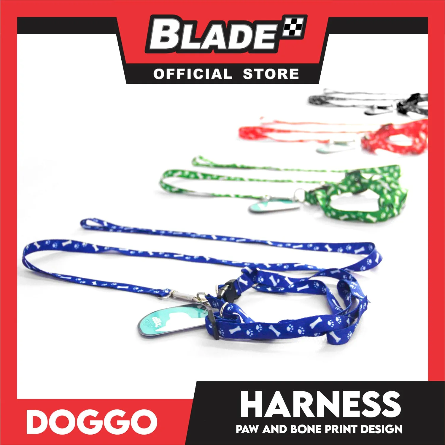 Doggo Harness Leash With Design Large Size (Black) Harness Leash for Your Puppy