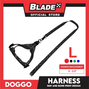 Doggo Harness Leash With Design Large Size (Black) Harness Leash for Your Puppy