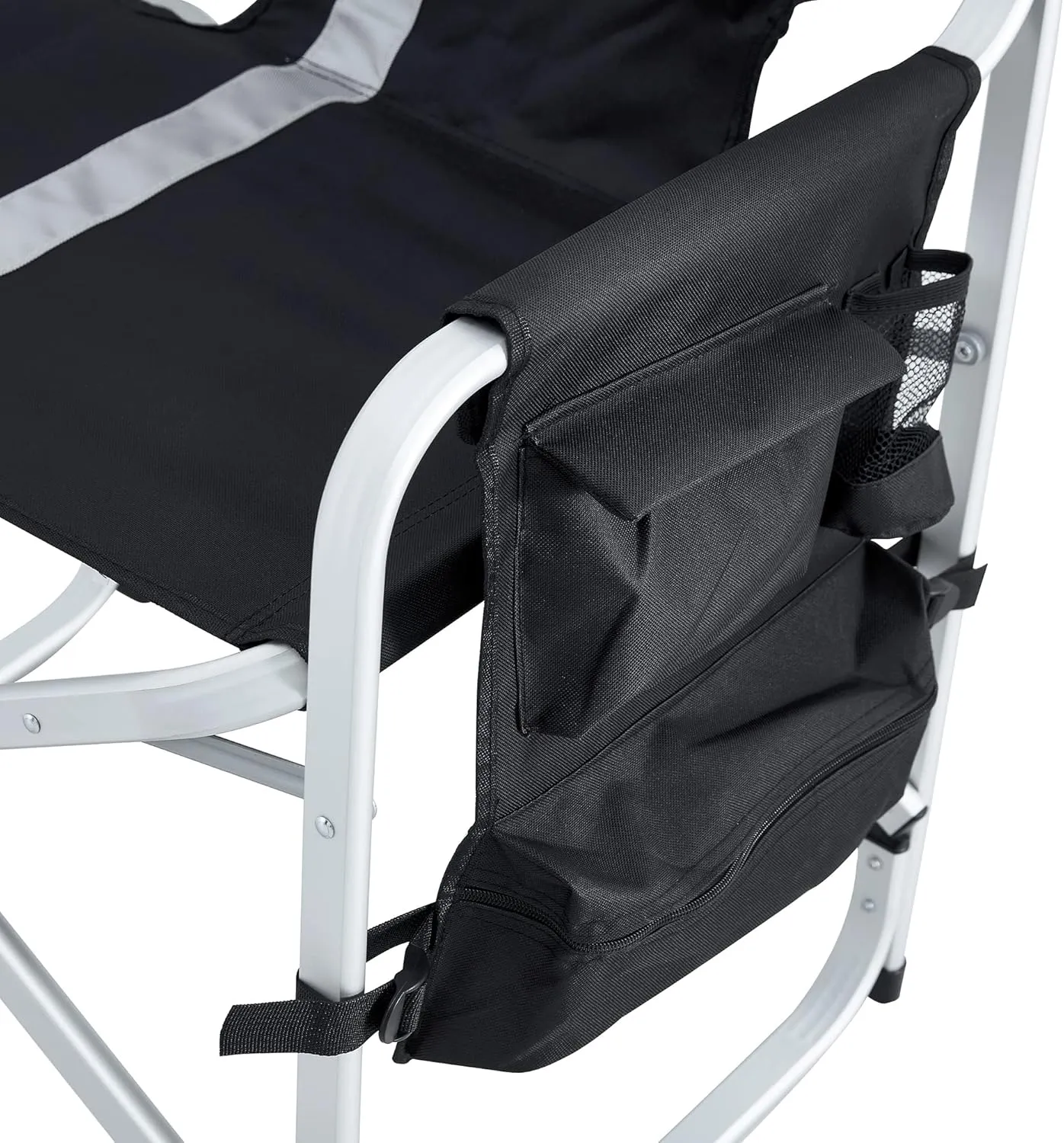 Donext 1PC Camping Chair, Portable Aluminum Directors Chair with Side Table Detachable Side Pocket for Outdoor Camping, Lawn, Picnic, Support 400lbs, Black