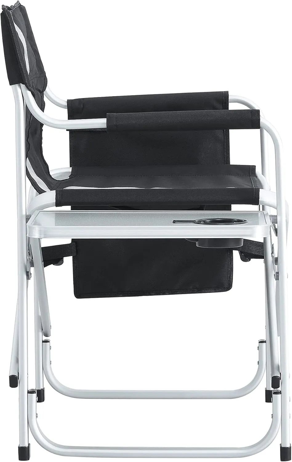 Donext 1PC Camping Chair, Portable Aluminum Directors Chair with Side Table Detachable Side Pocket for Outdoor Camping, Lawn, Picnic, Support 400lbs, Black