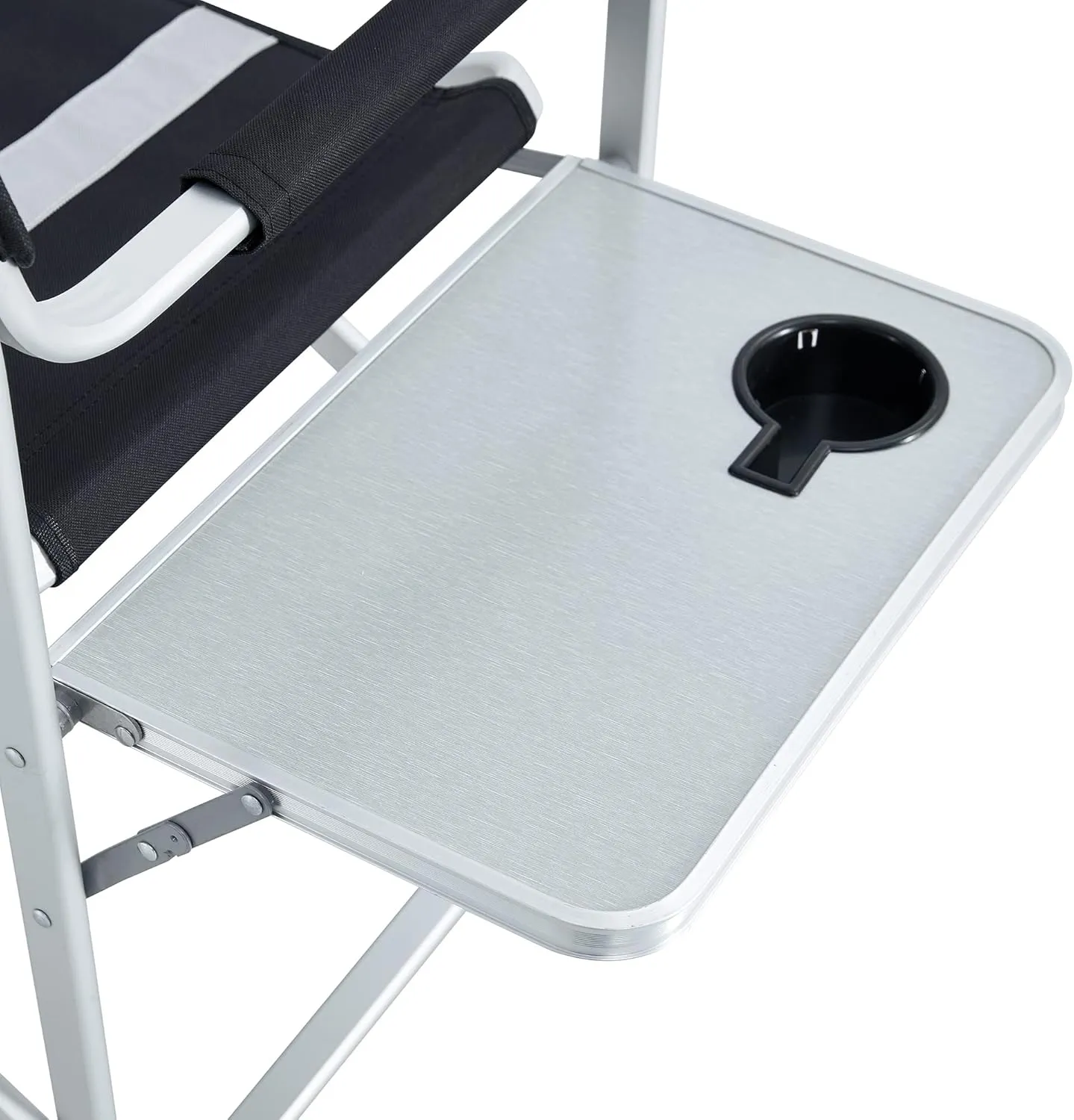 Donext 1PC Camping Chair, Portable Aluminum Directors Chair with Side Table Detachable Side Pocket for Outdoor Camping, Lawn, Picnic, Support 400lbs, Black