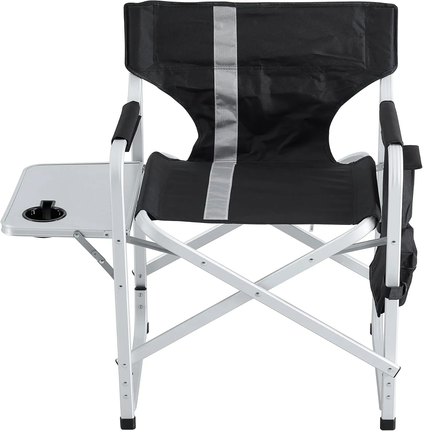 Donext 1PC Camping Chair, Portable Aluminum Directors Chair with Side Table Detachable Side Pocket for Outdoor Camping, Lawn, Picnic, Support 400lbs, Black