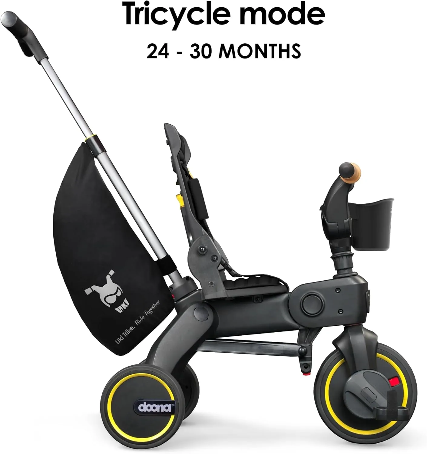Doona Liki Trike S5, Nitro Black - 5-in-1 Compact, Foldable Tricycle - Suitable for Toddlers 10 to 36 Months