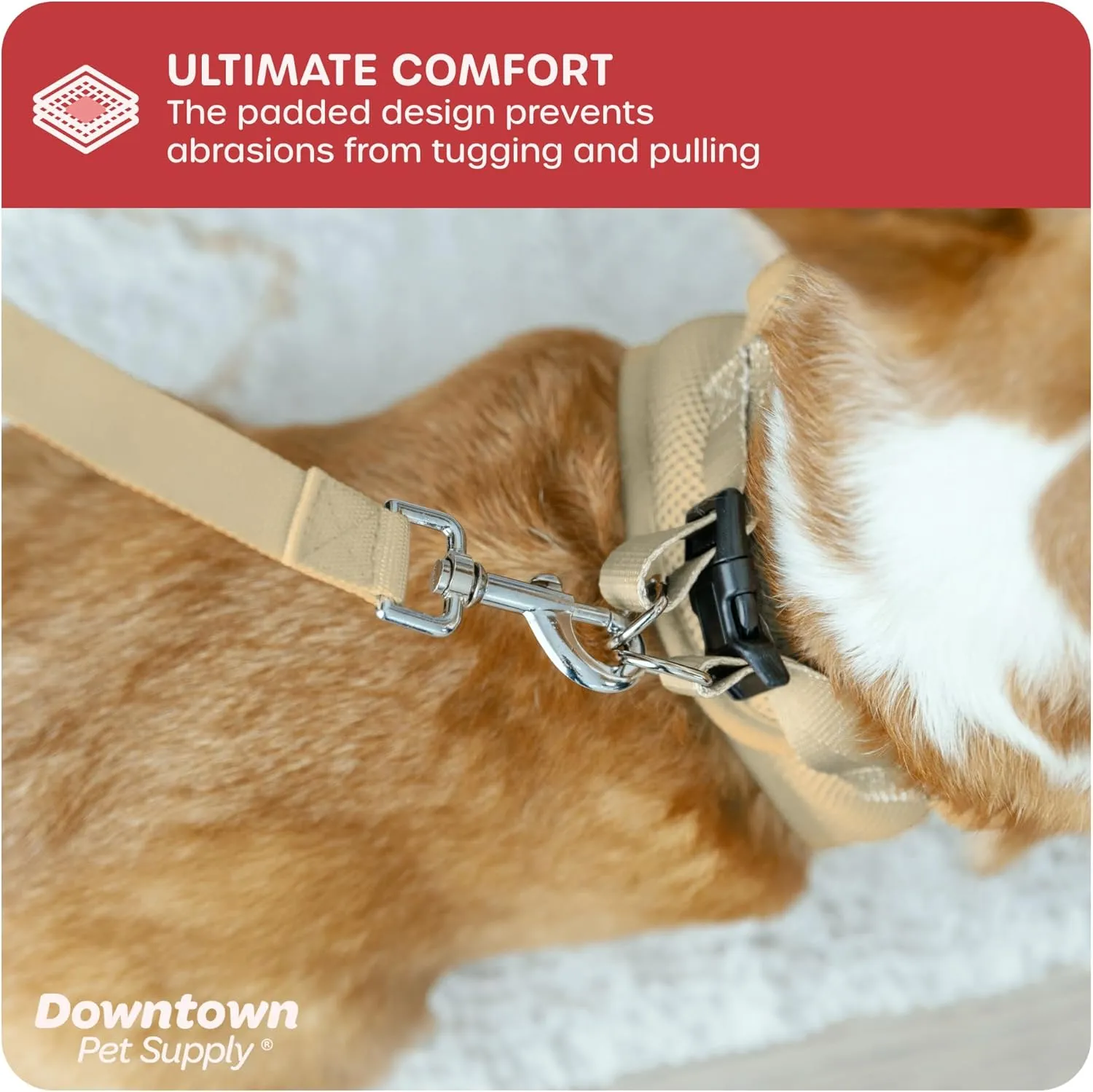 Downtown Pet Supply Step in Dog Harness for Small Dogs No Pull, Small, Khaki - Adjustable Harness with Padded Mesh Fabric and Reflective Trim - Buckle Strap Harness for Dogs