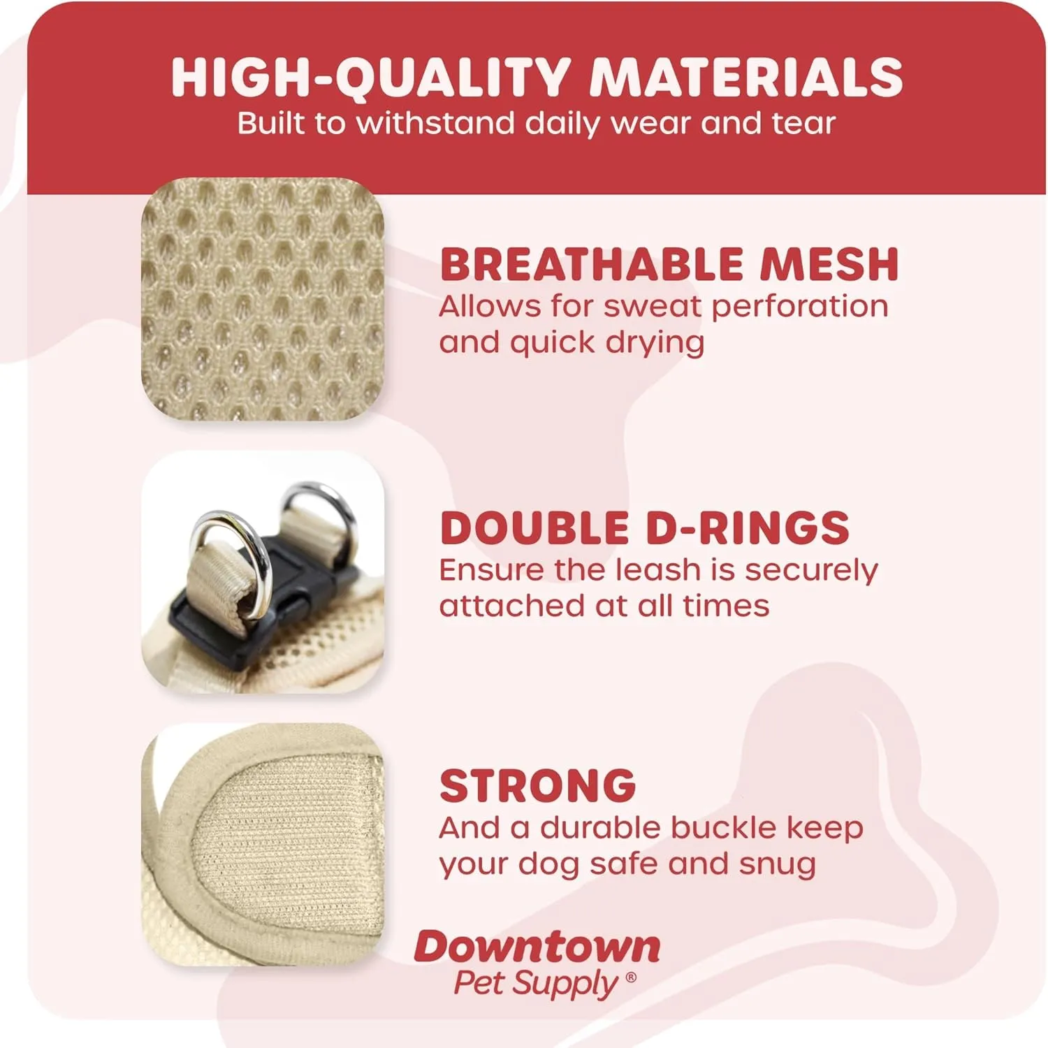Downtown Pet Supply Step in Dog Harness for Small Dogs No Pull, Small, Khaki - Adjustable Harness with Padded Mesh Fabric and Reflective Trim - Buckle Strap Harness for Dogs