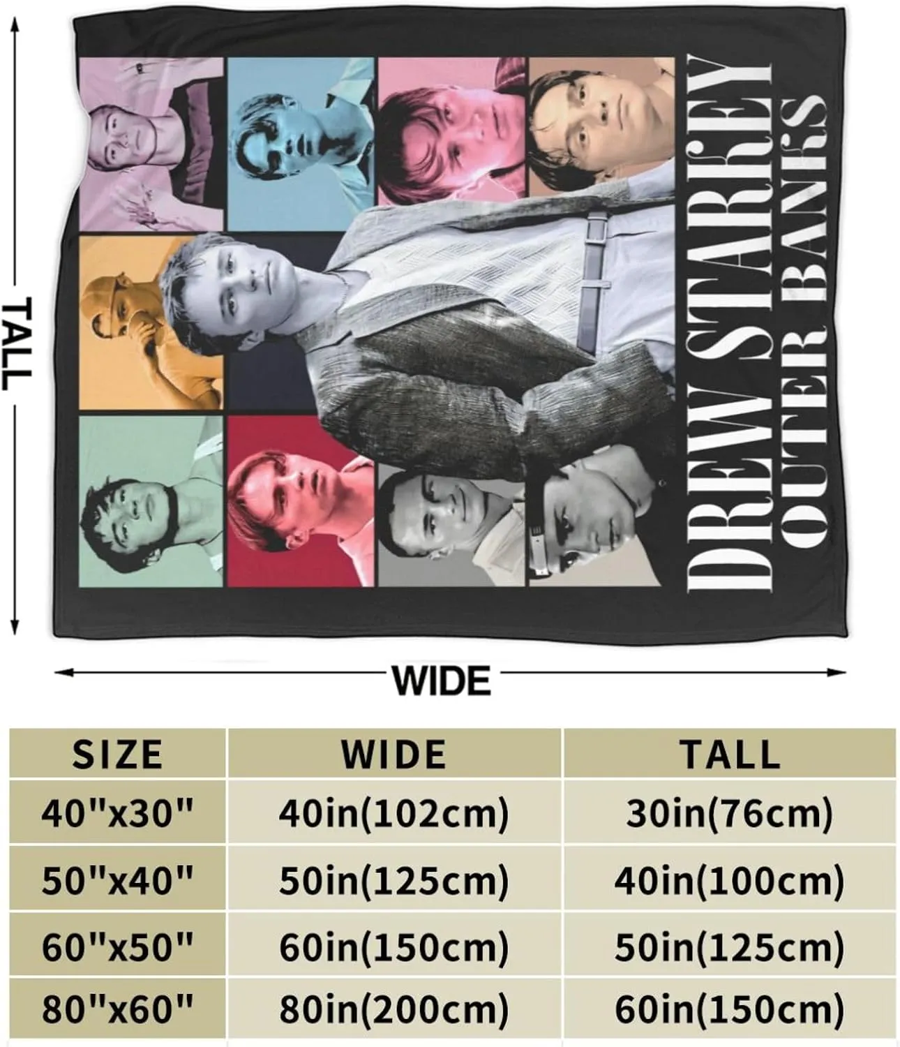 Drew Starkey Throw Blanket Ultra-Soft Micro Fleece Blankets for Home Outdoor Use Decorative Comfy Sofa Throw Blanket Breathable, All-Season Throw 40""x30"", Black24