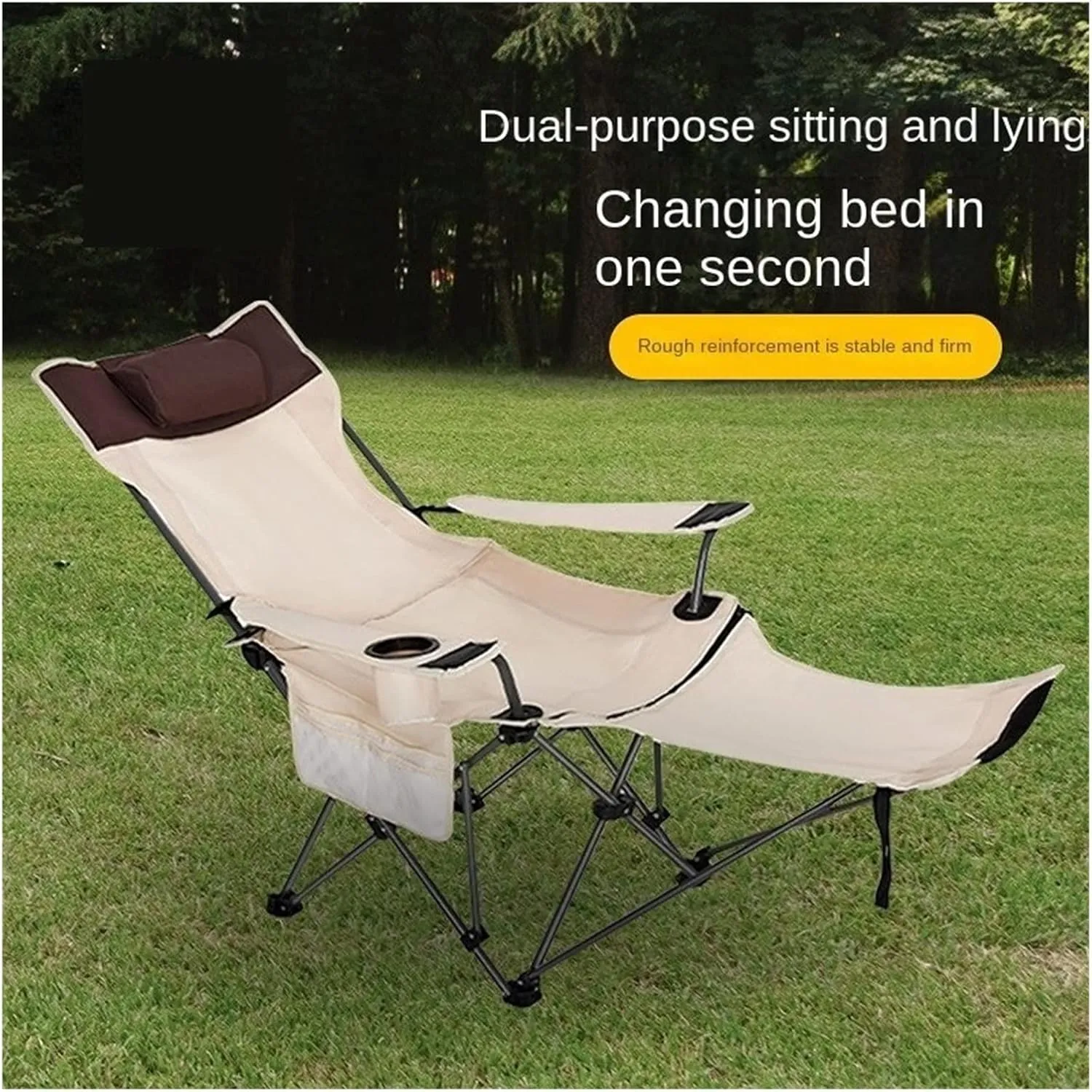 Dual-Purpose Outdoor Folding Chair Portable Nap Lunch Break Fishing Chair Lightweight Beach Chair Lazy Stool Camping Chair, Orange Short Mesh