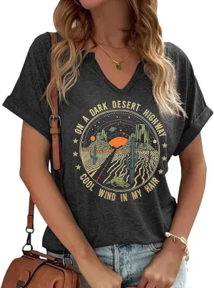 Earlymemb Womens Vintage Flowers V Neck Shirt Boho Floral Wildflowers Graphic Tee Casual Cottagecore Short Sleeve T Shirt
