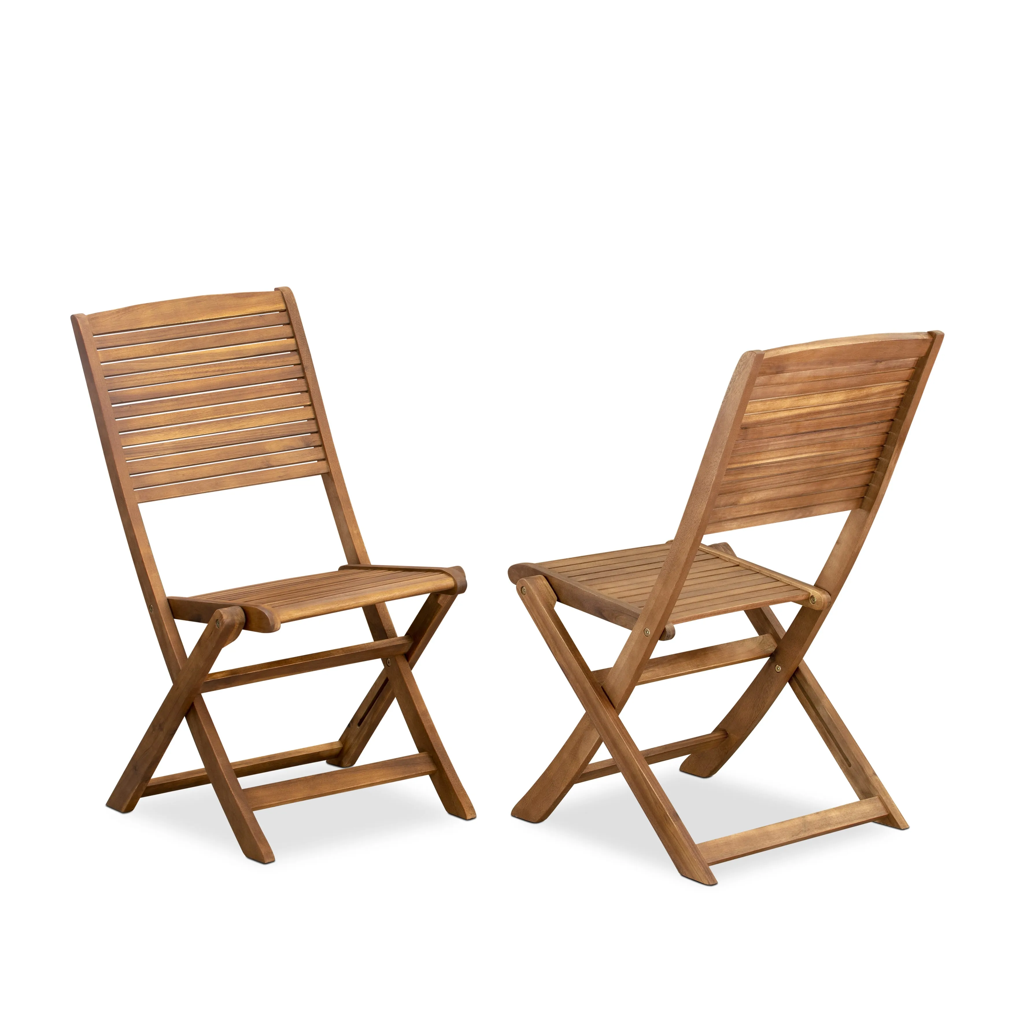 East West Furniture BFMCWNA Fremont Foldable Patio Dining Chairs - Acacia Wood, Set of 2, Natural Oil