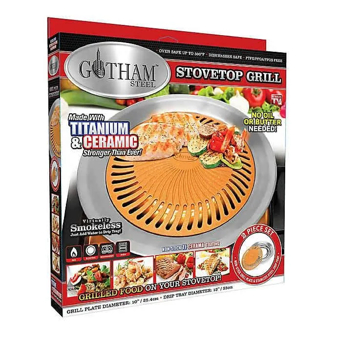 Efficient returns Stovetop Steel Nonstick Smokeless Season clearance Gotham Grill 13-Inch