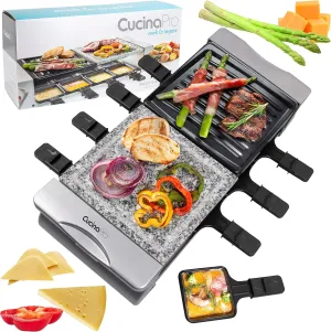 Electric Cheese Raclette Table Grill w Nonstick Grilling Plate & Cooking Stone- Electric Indoor Smokeless Korean BBQ 8 Person Tabletop Cooker Hotplate- Melt Cheese Grill Meat Veggies Home Dinner Party