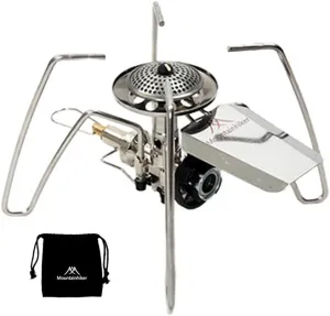 Electronic Ignition Furnace Outdoor Camping Metal Stoves Portable Picnic Barbecue Furnace Foldable Stoves Cartridge Furnace Cooking Accessory GasCooker/1611