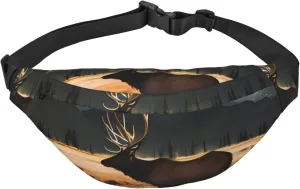 Elk In The Meadow Men'S And Women'S Waist Pack, Crossbody Bag With Adjustable Belt For Running, Traveling, Sports, Hiking