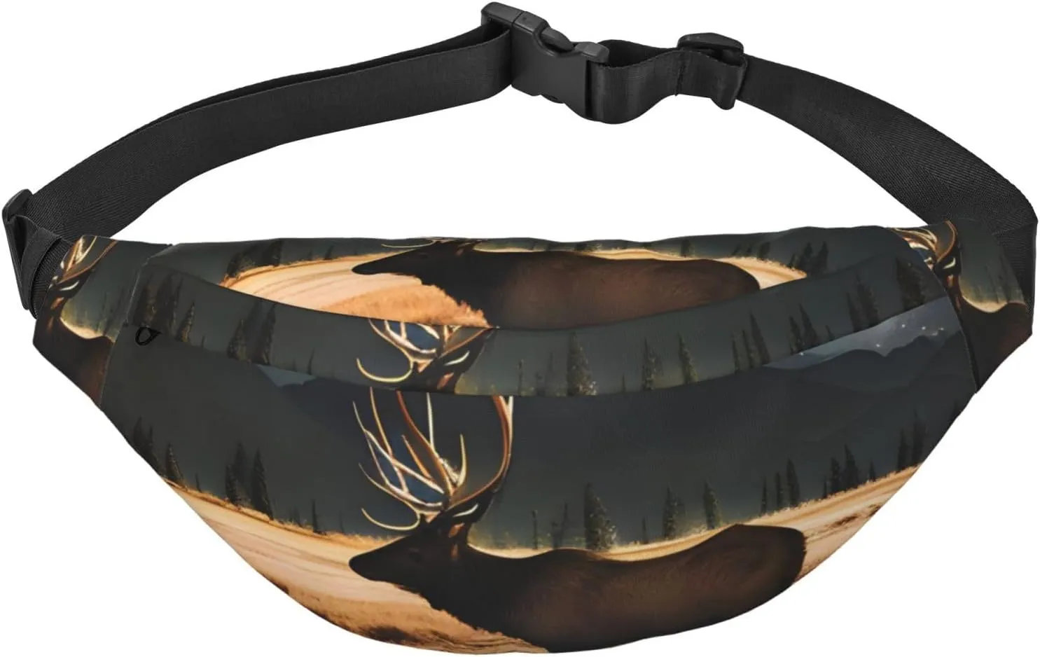 Elk In The Meadow Men'S And Women'S Waist Pack, Crossbody Bag With Adjustable Belt For Running, Traveling, Sports, Hiking