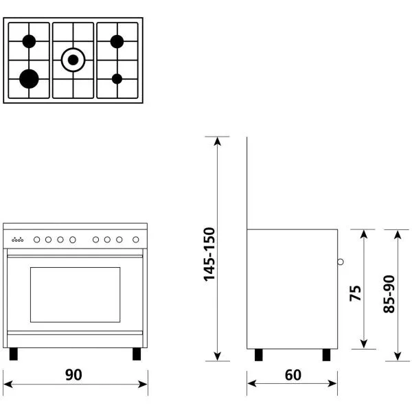 Eurogas UN9612GI 90cm gas/gas stove