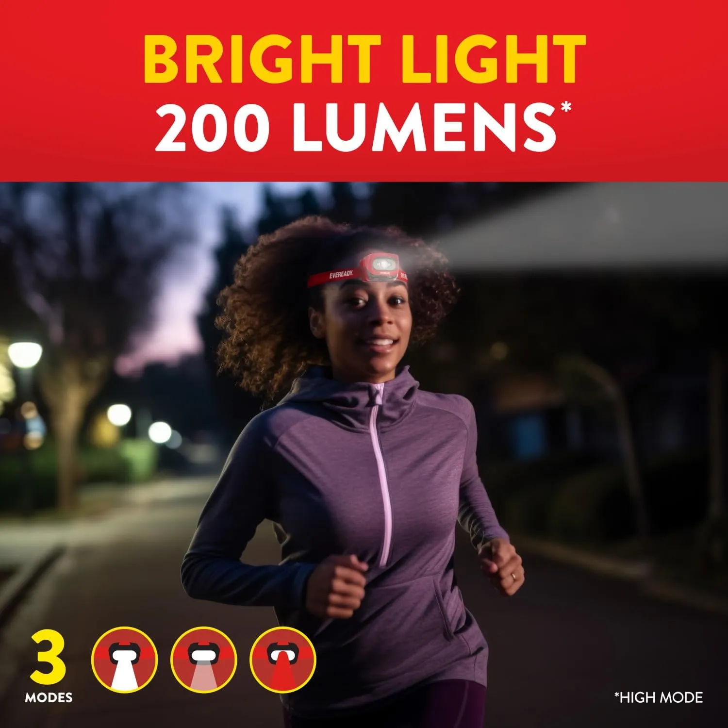 Eveready HDLLP LED Rechargeable Headlamps, 200 Lumens, 2 Pack, LED Headlamp with Red Light Option, Micro-USB Charging Cables Included