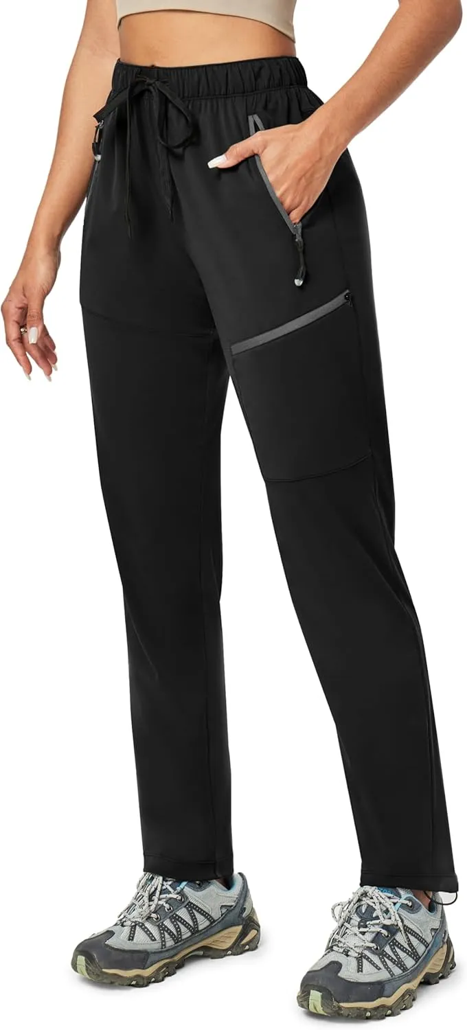 Ewedoos Hiking Pants Women with Zipper Pockets Lightweight Water Resistant Cargo Pants Quick Dry UPF 50  Travel Camping
