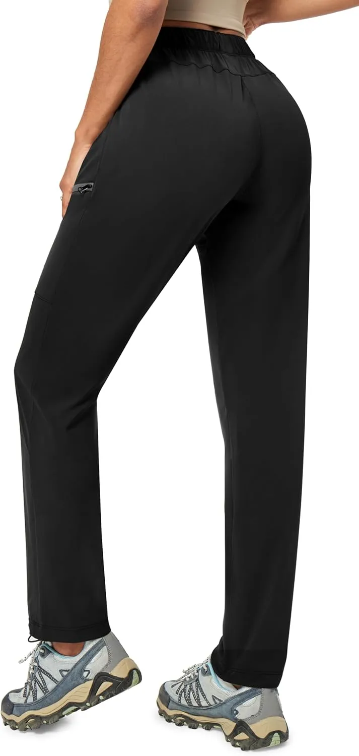 Ewedoos Hiking Pants Women with Zipper Pockets Lightweight Water Resistant Cargo Pants Quick Dry UPF 50  Travel Camping