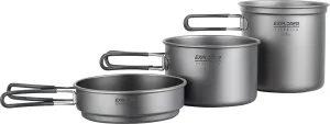 Explorer Bear Titanium Stackable Camping Cooking Pot Mess Kit Set