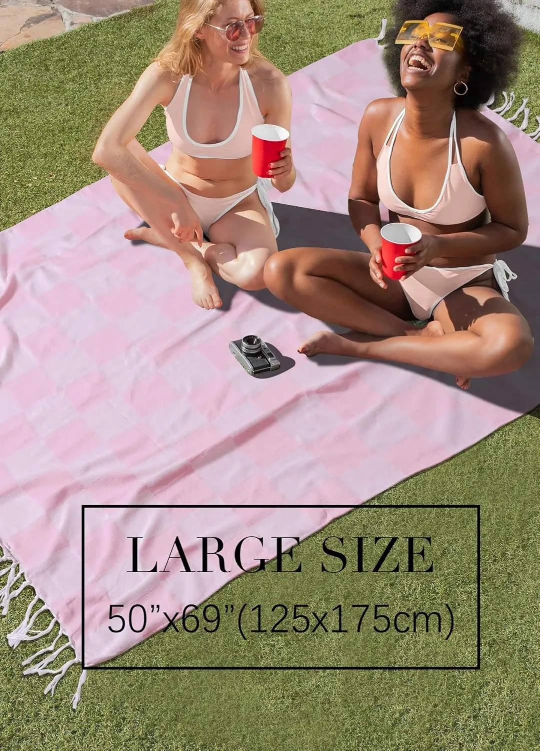 Extra Large Picnic Blanket Outdoor Turkish Beach Towel Blue Camping Blanket ark Stadium Outside Festival Must Haves Outside Summer Vacation Stuff Accessories Road Trip Essential Camping