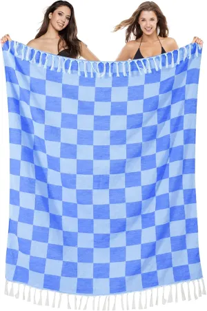 Extra Large Picnic Blanket Outdoor Turkish Beach Towel Blue Camping Blanket ark Stadium Outside Festival Must Haves Outside Summer Vacation Stuff Accessories Road Trip Essential Camping