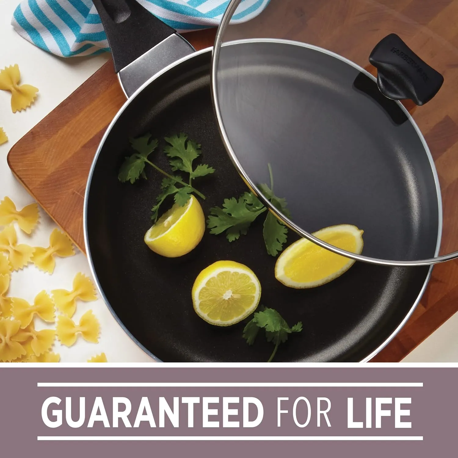 Farberware 21909 Dishwasher Safe Nonstick Jumbo Cooker/Saute Pan with Helper Handle - 6 Quart, Silver