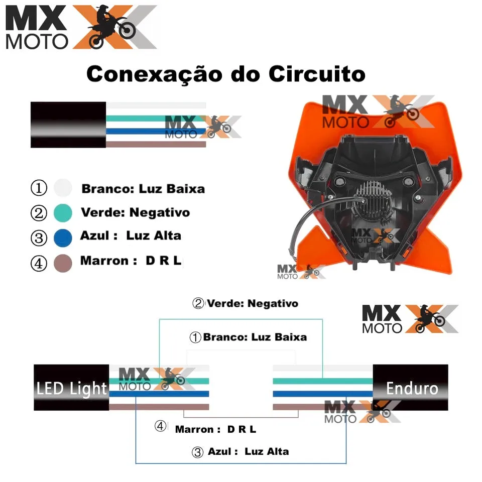 Farol de Led ( Globo   Led ) Sem Carenagem Compatível para KTM 2T EXC / 4T EXCF 150 a 500 2024