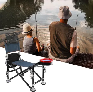 Fishing Chairs, Protable Folding Camping Stool, 13 Gear Rise Fall 21cm Adjustment Fishing Chair with Backrest Rod Holder Folding Fishing Deck Chair Fisherman Gift Black