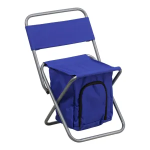 Flash Furniture Folding Camping Chair with Insulated Storage in Blue