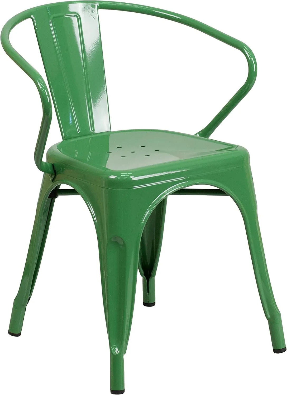Flash Furniture Luna Commercial Grade Green Metal Indoor-Outdoor Chair with Arms