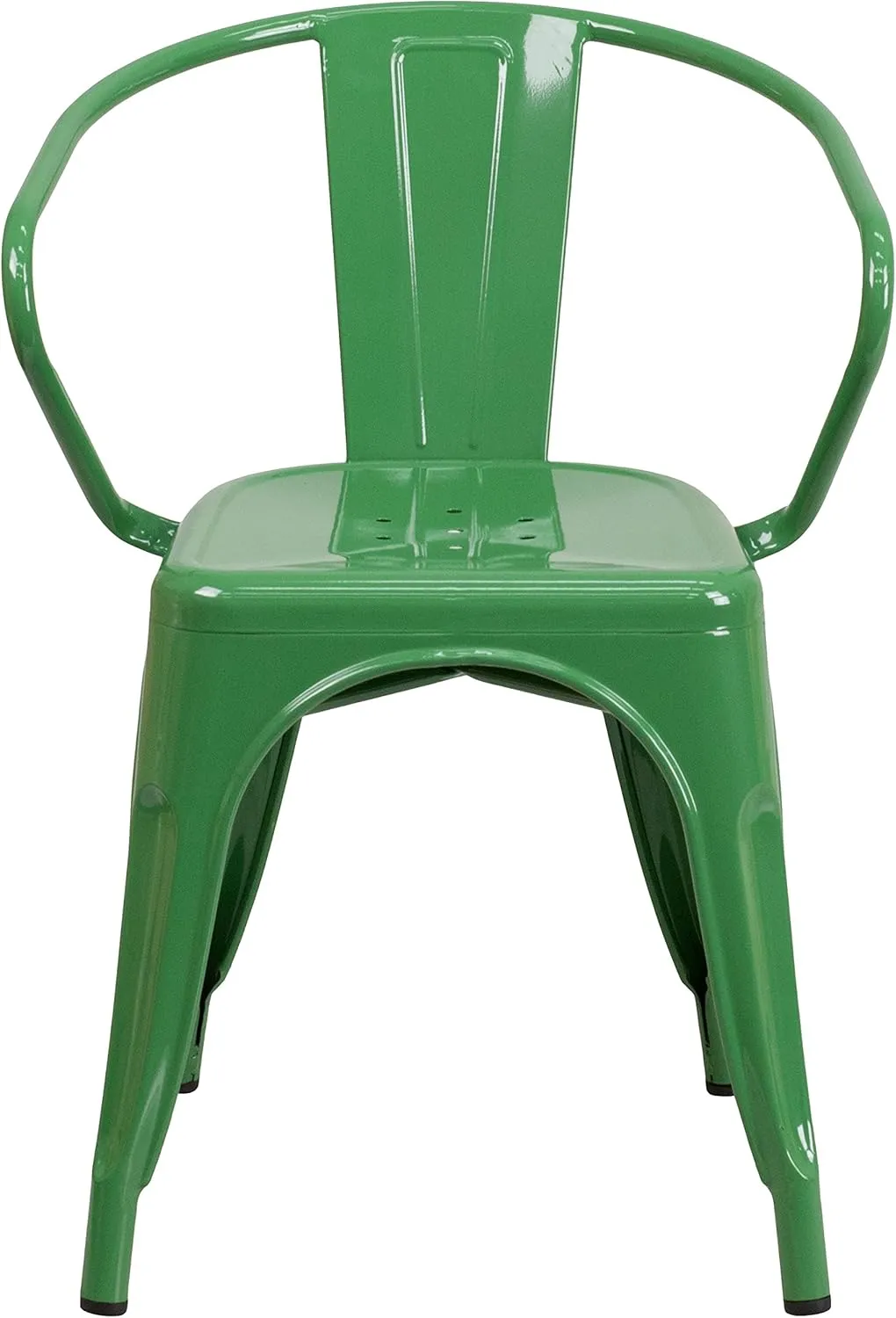Flash Furniture Luna Commercial Grade Green Metal Indoor-Outdoor Chair with Arms