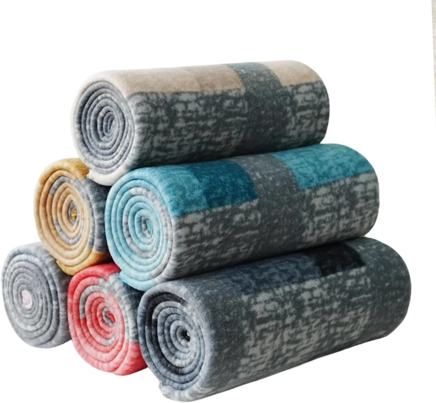 Fleece Throw Blankets Bulk Fleece Blankets Solid Wholesale Lightweight Warm Soft for Pet Bed Couch Office Gifts Travel Seasons (Pack of 6-50x60 Inches,Multiple Plaid)