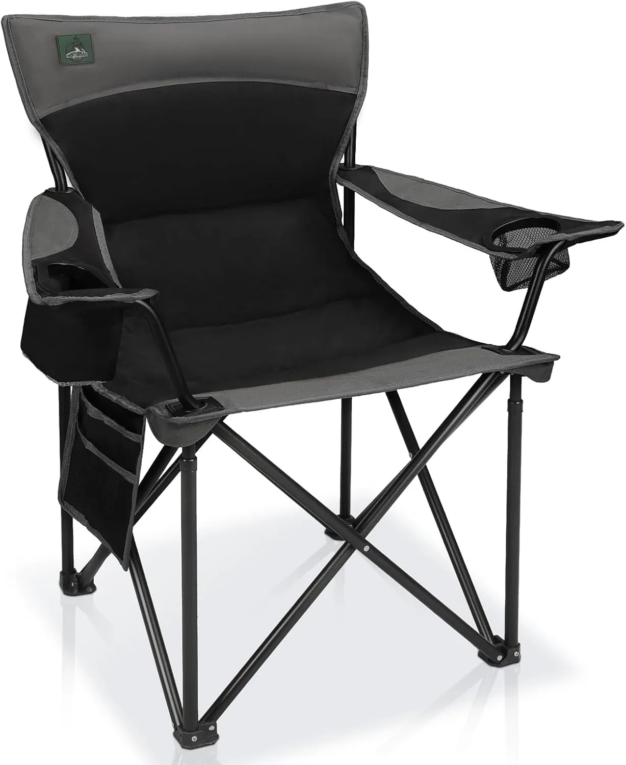 Foldable Camping Chair Heavy-Duty Outdoor Folding Chair Support Up to 300lbs for Hiking, Picnics, Patio, Beach, Fishing (Black)