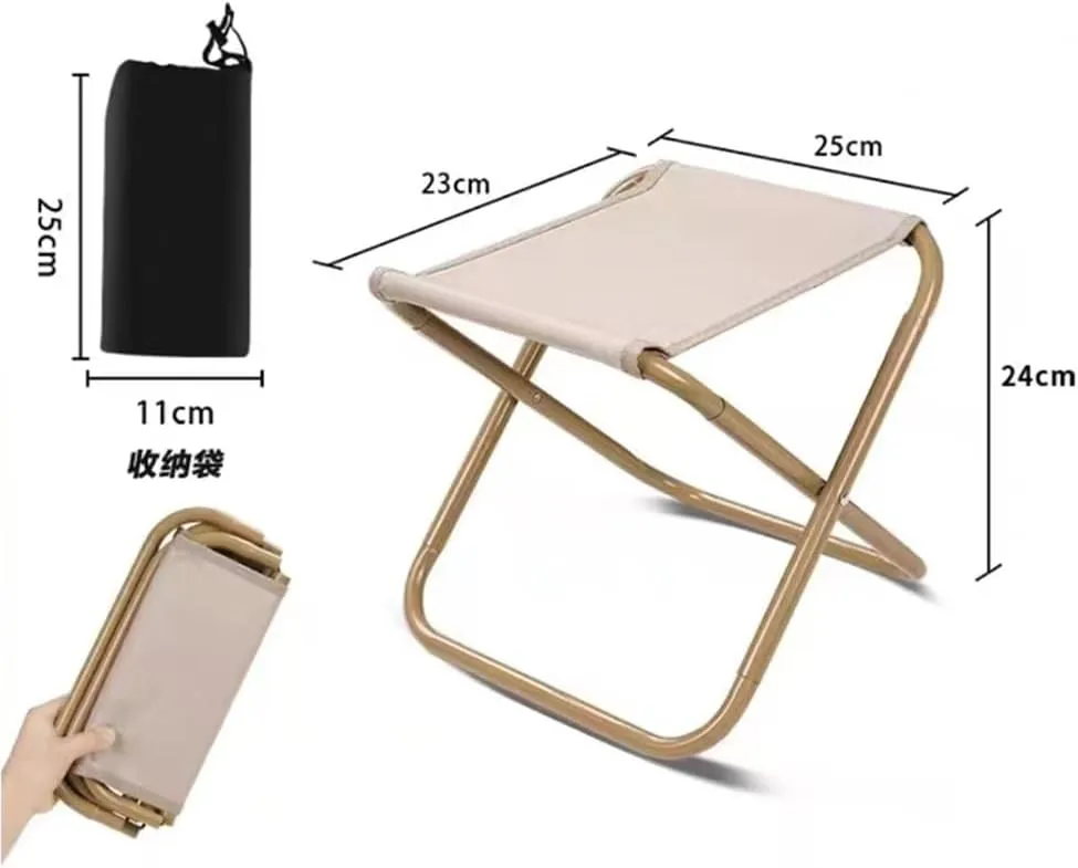 Foldable Camping Stool with Carry Bag, Portable Collapsible Chair Stool Outdoor, Lightweight Compact Stool Seat for Fishing Hiking Gardening BBQ(Khaki,Small)
