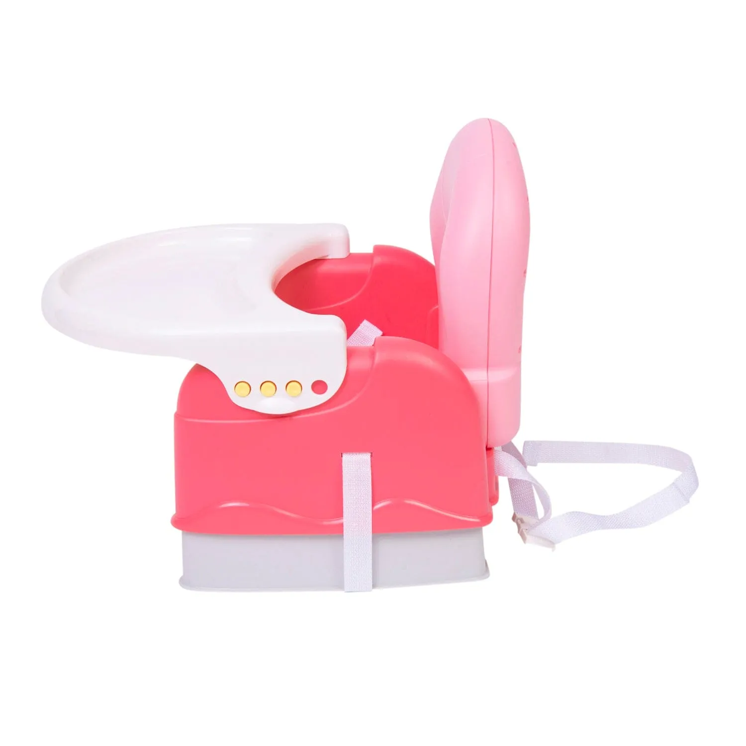 Foldable Feeding Booster Seat Adjustable Height And Food Tray Pink