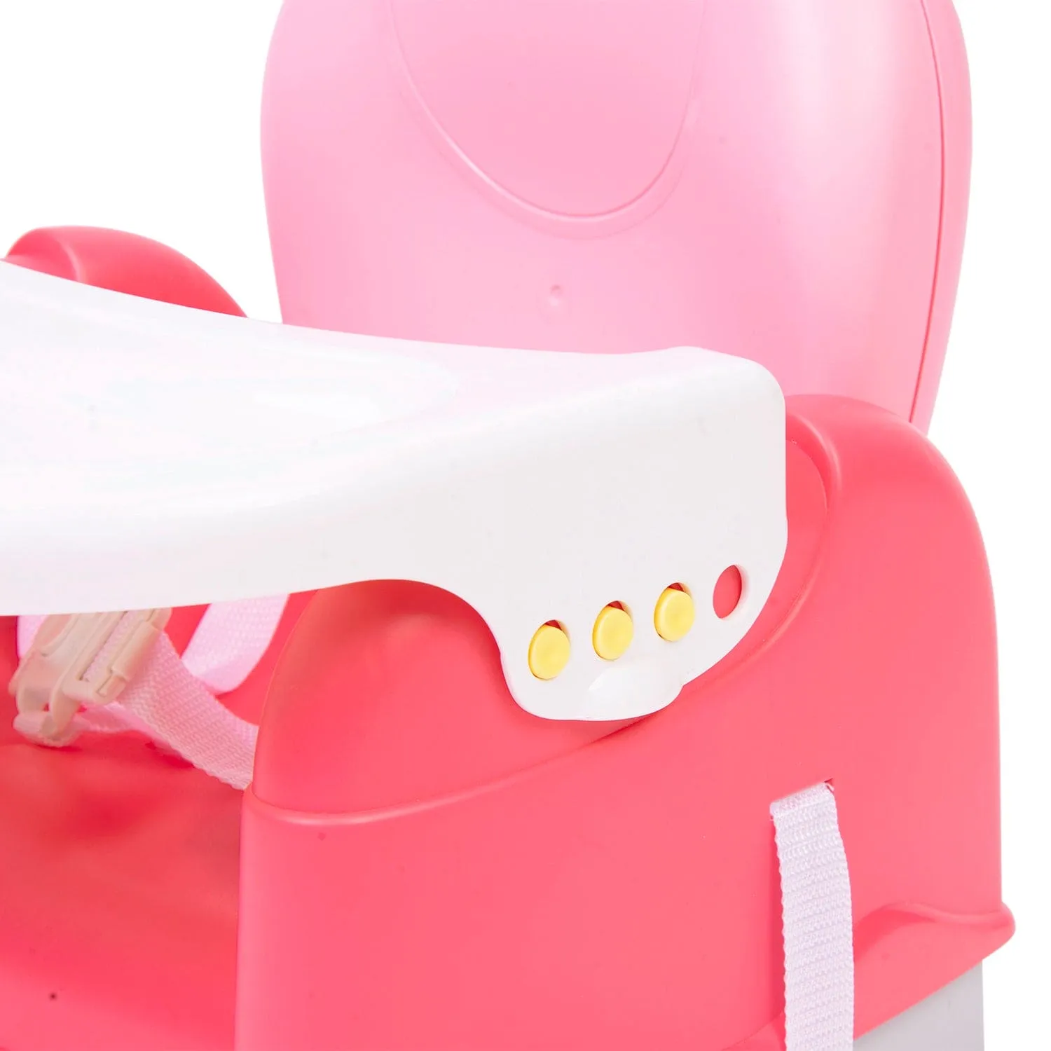 Foldable Feeding Booster Seat Adjustable Height And Food Tray Pink