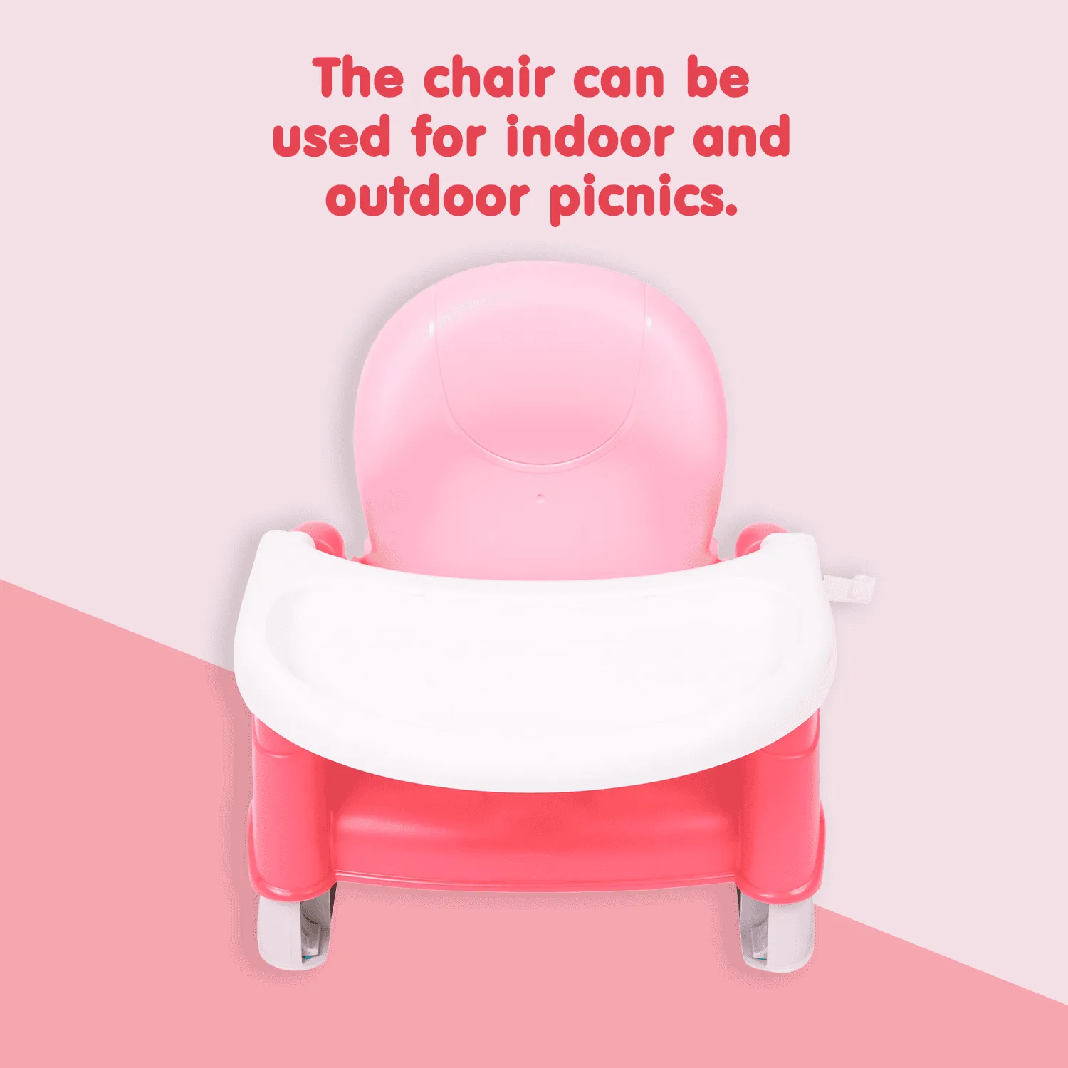 Foldable Feeding Booster Seat Adjustable Height And Food Tray Pink