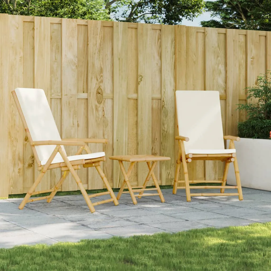 Folding Bistro Chairs with Cushions Armchair Outdoor Furniture Bamboo